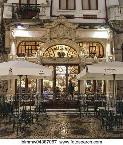 Majestic Café at night, Late Belle Époque, Porto, Portugal, Europe View Large Photo Image Stock Photo - Majestic Café at night, Late Belle Époque, Porto, Portugal, Europe. Fotosearch