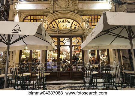 Majestic Café at night, Late Belle Époque, Porto, Portugal, Europe View Large Photo Image Stock Photo - Majestic Café at night, Late Belle Époque, Porto, Portugal, Europe. Fotosearch
