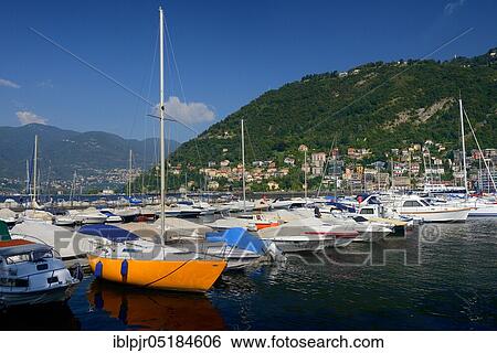 Stock Photograph - Marina, Como, Lake Como, ships, yachts, Lombardy, Italy, Europe. Fotosearch