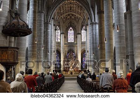 Mass in Heilig-Kreuz-Münster, cathedral, interior view, Schwäbisch Gmünd, Baden-Württemberg, Germany, Europe View Large Photo Image Picture - Mass in Heilig-Kreuz-Münster, cathedral, interior view, Schwäbisch Gmünd, Baden-Württemberg, Germany, Europe. Fotosearch