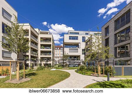 Stock Photo - Modern residential buildings, apartments, new construction, Olga Areal, Stuttgart, Baden-Württemberg, Germany, Europe. Fotosearch