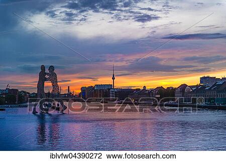 Molecule Man, monumental artwork by Jonathan Borofsky by Jonathan Borofsky, River Spree, TV Tower, sunset, Treptow, Berlin, Germany, Europe View Large Photo Image Stock Image - Molecule Man, monumental artwork by Jonathan Borofsky by Jonathan Borofsky, River Spree, TV Tower, sunset, Treptow, Berlin, Germany, Europe. Fotosearch
