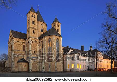 Monastery Basilica of St. Andrew in the evening, Knechtsteden Monastery, Dormagen, Lower Rhine, North Rhine-Westphalia, Germany, Europe View Large Photo Image Stock Image - Monastery Basilica of St. Andrew in the evening, Knechtsteden Monastery, Dormagen, Lower Rhine, North Rhine-Westphalia, Germany, Europe. Fotosearch