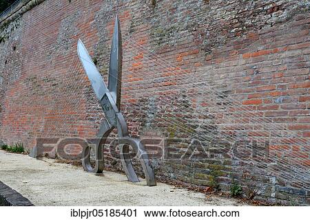 Stock Image - Monument to Albrecht Ludwig Berblinger, Eagle Bastion in Ulm, Schneider von Ulm, installation by Johannes Pfeiffer 2012, Ulm, Baden-Württemberg, Germany, Europe. Fotosearch