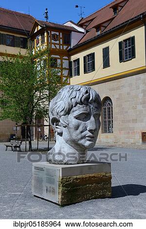 Monumental Portrait of Emperor Augustus, Hohentübingen Castle, Marble Head, Carrara Marble, Tübingen, Baden-Württemberg, Germany, Europe View Large Photo Image Picture - Monumental Portrait of Emperor Augustus, Hohentübingen Castle, Marble Head, Carrara Marble, Tübingen, Baden-Württemberg, Germany, Europe. Fotosearch