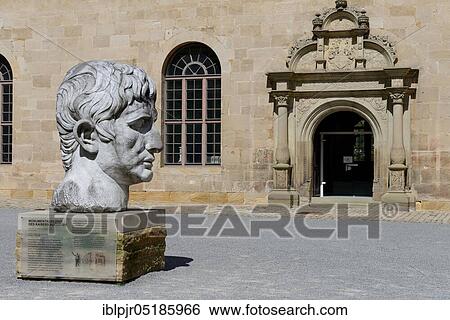 Monumental Portrait of Emperor Augustus, Hohentübingen Castle, Marble Head, Carrara Marble, Tübingen, Baden-Württemberg, Germany, Europe View Large Photo Image Stock Photograph - Monumental Portrait of Emperor Augustus, Hohentübingen Castle, Marble Head, Carrara Marble, Tübingen, Baden-Württemberg, Germany, Europe. Fotosearch