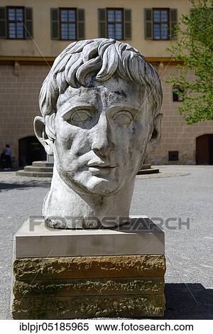 Monumental Portrait of Emperor Augustus, Hohentübingen Castle, Marble Head, Carrara Marble, Tübingen, Baden-Württemberg, Germany, Europe View Large Photo Image Stock Photography - Monumental Portrait of Emperor Augustus, Hohentübingen Castle, Marble Head, Carrara Marble, Tübingen, Baden-Württemberg, Germany, Europe. Fotosearch