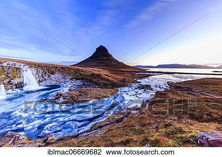 Morning atmosphere at Kirkjufell with waterfall Kirkjufellsfoss, sunrise, Snäfellsnes Peninsula, Iceland, Europe View Large Photo Image Stock Image - Morning atmosphere at Kirkjufell with waterfall Kirkjufellsfoss, sunrise, Snäfellsnes Peninsula, Iceland, Europe. Fotosearch