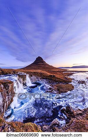 Morning atmosphere at Kirkjufell with waterfall Kirkjufellsfoss, sunrise, Snäfellsnes Peninsula, Iceland, Europe View Large Photo Image Stock Image - Morning atmosphere at Kirkjufell with waterfall Kirkjufellsfoss, sunrise, Snäfellsnes Peninsula, Iceland, Europe. Fotosearch