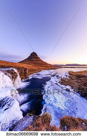 Morning atmosphere at Kirkjufell with waterfall Kirkjufellsfoss, sunrise, Snäfellsnes Peninsula, Iceland, Europe View Large Photo Image Stock Photo - Morning atmosphere at Kirkjufell with waterfall Kirkjufellsfoss, sunrise, Snäfellsnes Peninsula, Iceland, Europe. Fotosearch