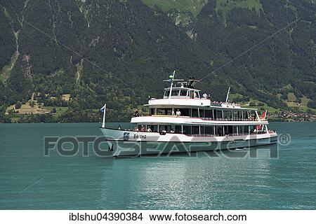 Motor ship on Lake Brienz, Interlaken Ost, Canton of Bern, Switzerland, Europe View Large Photo Image Picture - Motor ship on Lake Brienz, Interlaken Ost, Canton of Bern, Switzerland, Europe. Fotosearch