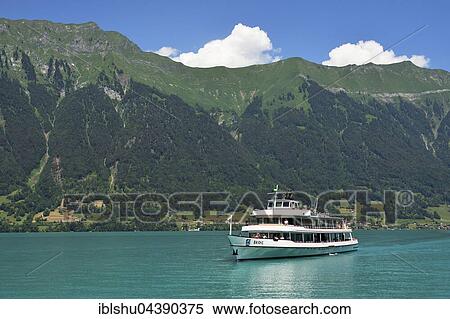 Motor ship on Lake Brienz, Interlaken Ost, Canton of Bern, Switzerland, Europe View Large Photo Image Stock Photography - Motor ship on Lake Brienz, Interlaken Ost, Canton of Bern, Switzerland, Europe. Fotosearch
