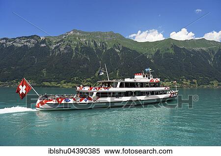 Stock Photography - Motorboat Jungfrau, Lake Brienz, Interlaken Ost, Canton of Bern, Switzerland, Europe. Fotosearch