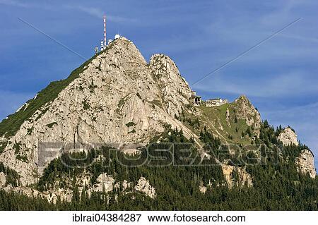 Mount Wendelstein with transmitter of Bavarian Broadcasting at the peak and mountain station of the Wendelstein gondola, Mangfall mountains, Bavarian Prealps, Upper Bavaria, Bavaria, Germany, Europe View Large Photo Image Stock Photo - Mount Wendelstein with transmitter of Bavarian Broadcasting at the peak and mountain station of the Wendelstein gondola, Mangfall mountains, Bavarian Prealps, Upper Bavaria, Bavaria, Germany, Europe. Fotosearch