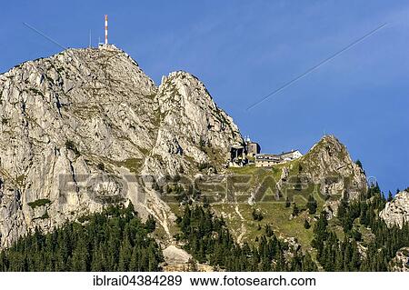 Mount Wendelstein with transmitter of Bavarian Broadcasting at the peak and mountain station of the Wendelstein gondola, Mangfall mountains, Bavarian Prealps, Upper Bavaria, Bavaria, Germany, Europe View Large Photo Image Stock Photo - Mount Wendelstein with transmitter of Bavarian Broadcasting at the peak and mountain station of the Wendelstein gondola, Mangfall mountains, Bavarian Prealps, Upper Bavaria, Bavaria, Germany, Europe. Fotosearch
