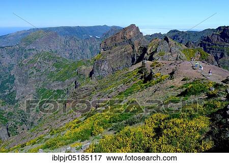 Stock Photo - Mountain landscape at Pico de Arieiro ( 1818m), hiking trail, Madeira, Portugal, Europe. Fotosearch