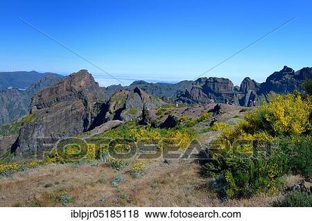 Stock Photo - Mountain landscape at Pico de Arieiro ( 1818m), hiking trail, Madeira, Portugal, Europe. Fotosearch