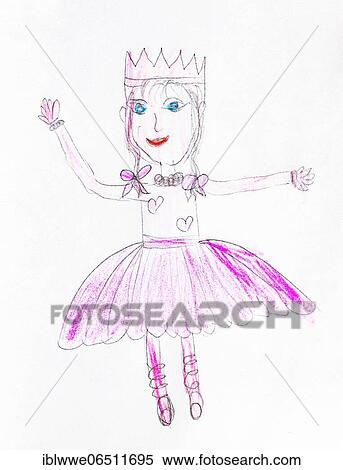 Stock Photography - Naive illustration, child drawing, carnival costume, ballet dancer, Austria, Europe. Fotosearch