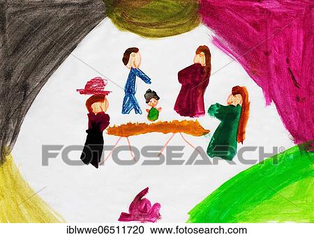 Naive illustration, children's drawing, Christmas, nativity scene scene with baby Jesus, Austria, Europe View Large Photo Image Stock Image - Naive illustration, children's drawing, Christmas, nativity scene scene with baby Jesus, Austria, Europe. Fotosearch