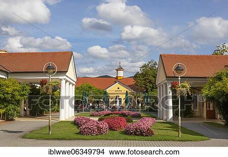 Picture - Napoleon bath, Neoclassical style, Spa park, Kupelny park, Spa, Piešťany, Slovakia, Europe. Fotosearch