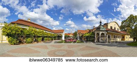 Stock Photography - Napoleon bath, Neoclassical style, Spa park, Kupelny park, Spa, Piešťany, Slovakia, Europe. Fotosearch