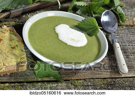 Stock Photograph - Nettle soup (Urtica dioica). Fotosearch