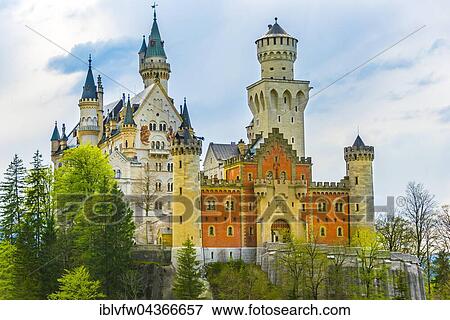 Neuschwanstein Castle, Schwangau, Allgäu, Bavaria, Germany, Europe View Large Photo Image Stock Photo - Neuschwanstein Castle, Schwangau, Allgäu, Bavaria, Germany, Europe. Fotosearch