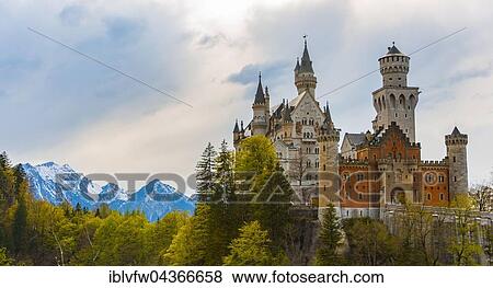 Neuschwanstein Castle, Schwangau, Allgäu, Bavaria, Germany, Europe View Large Photo Image Stock Photo - Neuschwanstein Castle, Schwangau, Allgäu, Bavaria, Germany, Europe. Fotosearch