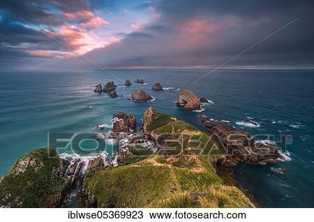 Stock Image - Nugget Point, The Nuggets Road, Catlins, New Zealand, Oceania. Fotosearch