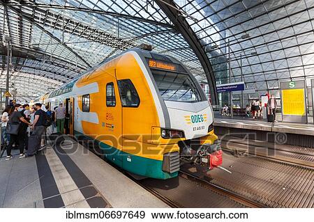 Stock Photo - ODEG Regionalbahn Berlin train at the station central railway station Hbf in Berlin, Germany, Europe. Fotosearch