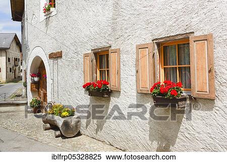 Old Grisons stone house, Bergün, Grisons, Switzerland, Europe View Large Photo Image Stock Photography - Old Grisons stone house, Bergün, Grisons, Switzerland, Europe. Fotosearch