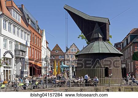 Old harbour, old wooden crane, Stade, Lower Saxony, Germany, Europe View Large Photo Image Picture - Old harbour, old wooden crane, Stade, Lower Saxony, Germany, Europe. Fotosearch