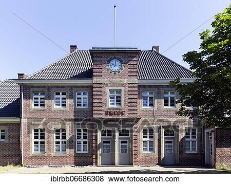 Old railway station, reception building, today AWO meeting place, Rhede, Münsterland, North Rhine-Westphalia, Germany, Europe View Large Photo Image Stock Photo - Old railway station, reception building, today AWO meeting place, Rhede, Münsterland, North Rhine-Westphalia, Germany, Europe. Fotosearch