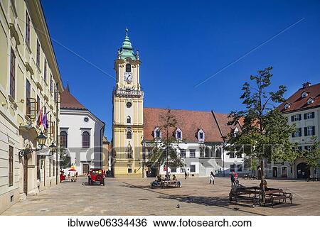 Stock Photograph - Old town hall at the main square, Bratislava, Slovakia, Europe. Fotosearch