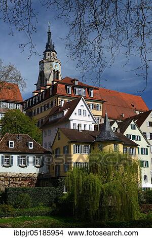 Old town of Tübingen with collegiate church and Hölderlin tower, Baden-Württemberg, Germany, Europe View Large Photo Image Picture - Old town of Tübingen with collegiate church and Hölderlin tower, Baden-Württemberg, Germany, Europe. Fotosearch