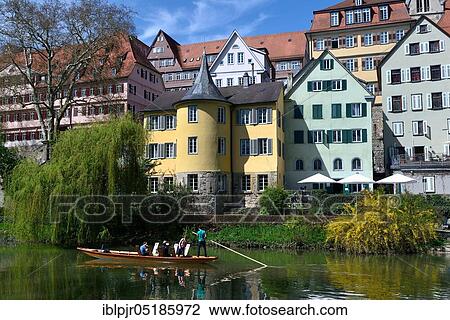 Old town of Tübingen with Hölderlin Tower on the Neckar, punting boat, punting boats, Baden-Württemberg, Germany, Europe View Large Photo Image Stock Image - Old town of Tübingen with Hölderlin Tower on the Neckar, punting boat, punting boats, Baden-Württemberg, Germany, Europe. Fotosearch