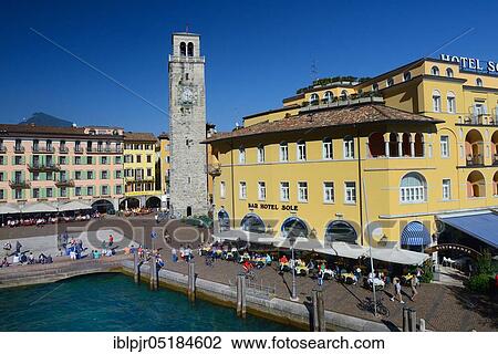 Stock Image - Old town with Torre Apponale, Lake Garda, Riva del Garda, Trentino, Province of Trento, Italy, Europe. Fotosearch