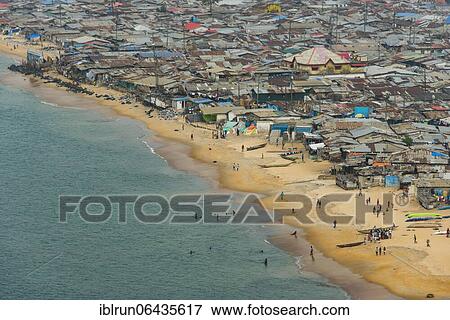 Stock Photo - Overlook over the shantytown of West Point, Monrovia, Liberia, Africa. Fotosearch