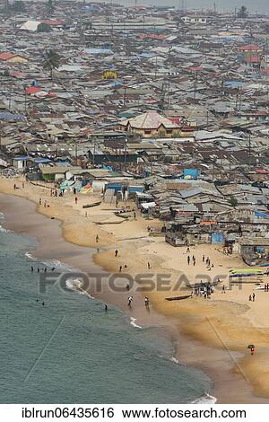 Stock Photograph - Overlook over the shantytown of West Point, Monrovia, Liberia, Africa. Fotosearch