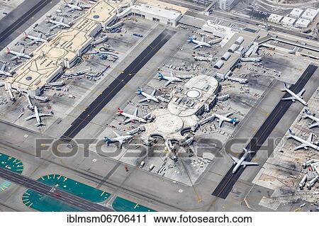 Stock Image - Overview Terminals of Los Angeles International Airport (LAX) in Los Angeles, USA, North America. Fotosearch