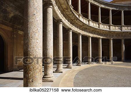 Palace of Charles V, courtyard, Alhambra Museum, Alhambra, Granada, Andalusia, Spain, Europe View Large Photo Image Stock Photo - Palace of Charles V, courtyard, Alhambra Museum, Alhambra, Granada, Andalusia, Spain, Europe. Fotosearch
