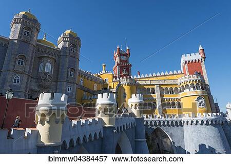 Palácio Nacional da Pena, Pena National Palace, Sintra, Portugal, Europe View Large Photo Image Stock Photo - Palácio Nacional da Pena, Pena National Palace, Sintra, Portugal, Europe. Fotosearch