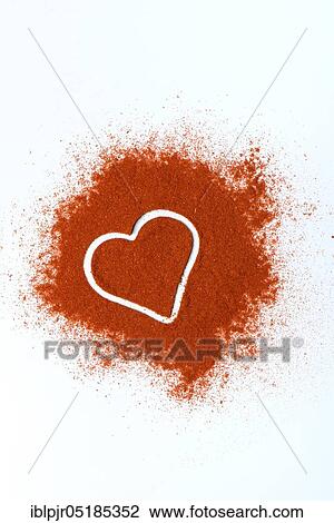 Paprika powder and heart, chili, chili powder ( Capsicum annuum) View Large Photo Image Stock Image - Paprika powder and heart, chili, chili powder ( Capsicum annuum). Fotosearch