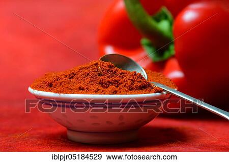 Stock Photo - Paprika powder( Capsicum annuum), paprika powder, chili, chili powder. Fotosearch
