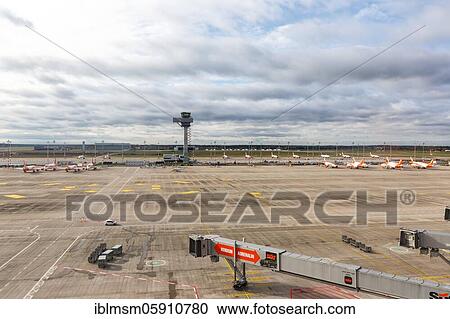 Stock Image - Parked EasyJet Aircraft Coronavirus Corona Virus COVID-19 Berlin Brandenburg BER Airport in Berlin, Germany, Europe. Fotosearch