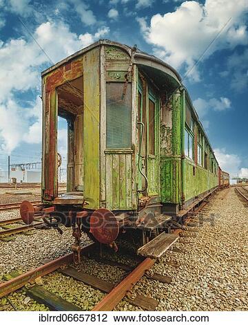 Stock Image - Passenger train, Lost Place, Belgium, Europe. Fotosearch