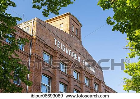Stock Photo - Pasta factory Riesa, facade with lettering, Saxony, Germany, Europe. Fotosearch