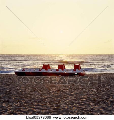 Stock Photograph - Pedalos on Obzor Beach, Bulgaria, Europe. Fotosearch