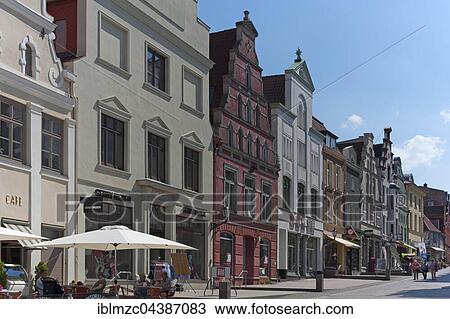 Pedestrian area with colorful facades, downtown, Wismar, Mecklenburg-Western Pomerania, Germany, Europe View Large Photo Image Stock Image - Pedestrian area with colorful facades, downtown, Wismar, Mecklenburg-Western Pomerania, Germany, Europe. Fotosearch