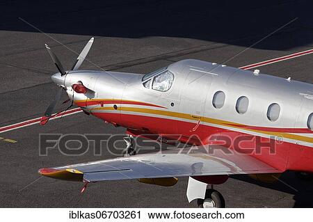 Pilatus PC-12/47E single-engine turboprop business jet at the Jet Aviation Executive Terminal, Düsseldorf Airport, North Rhine-Westphalia, Germany, Europe View Large Photo Image Stock Image - Pilatus PC-12/47E single-engine turboprop business jet at the Jet Aviation Executive Terminal, Düsseldorf Airport, North Rhine-Westphalia, Germany, Europe. Fotosearch
